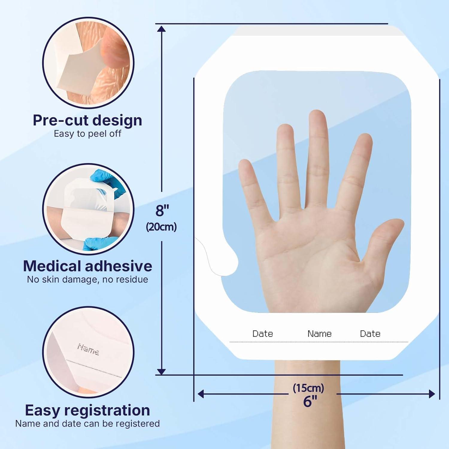 image:image50 Pack Transparent Film Dressing 4 x 475 Waterproof Bandages Breathable Hypoallergenic Adhesive Patch for Post Surgical Shower IV Shield Tattoo Aftercare6 x 8