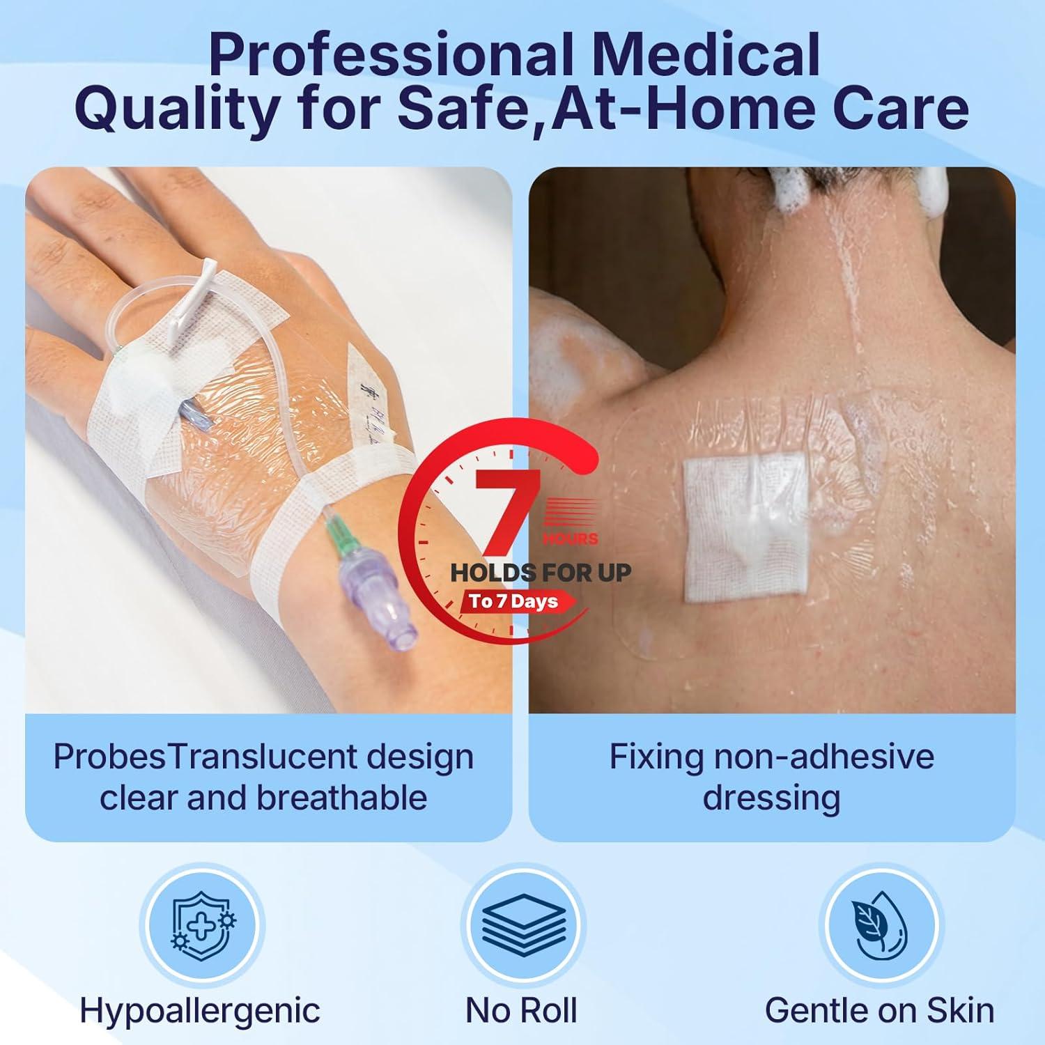 image:image50 Pack Transparent Film Dressing 4 x 475 Waterproof Bandages Breathable Hypoallergenic Adhesive Patch for Post Surgical Shower IV Shield Tattoo Aftercare4 x 475