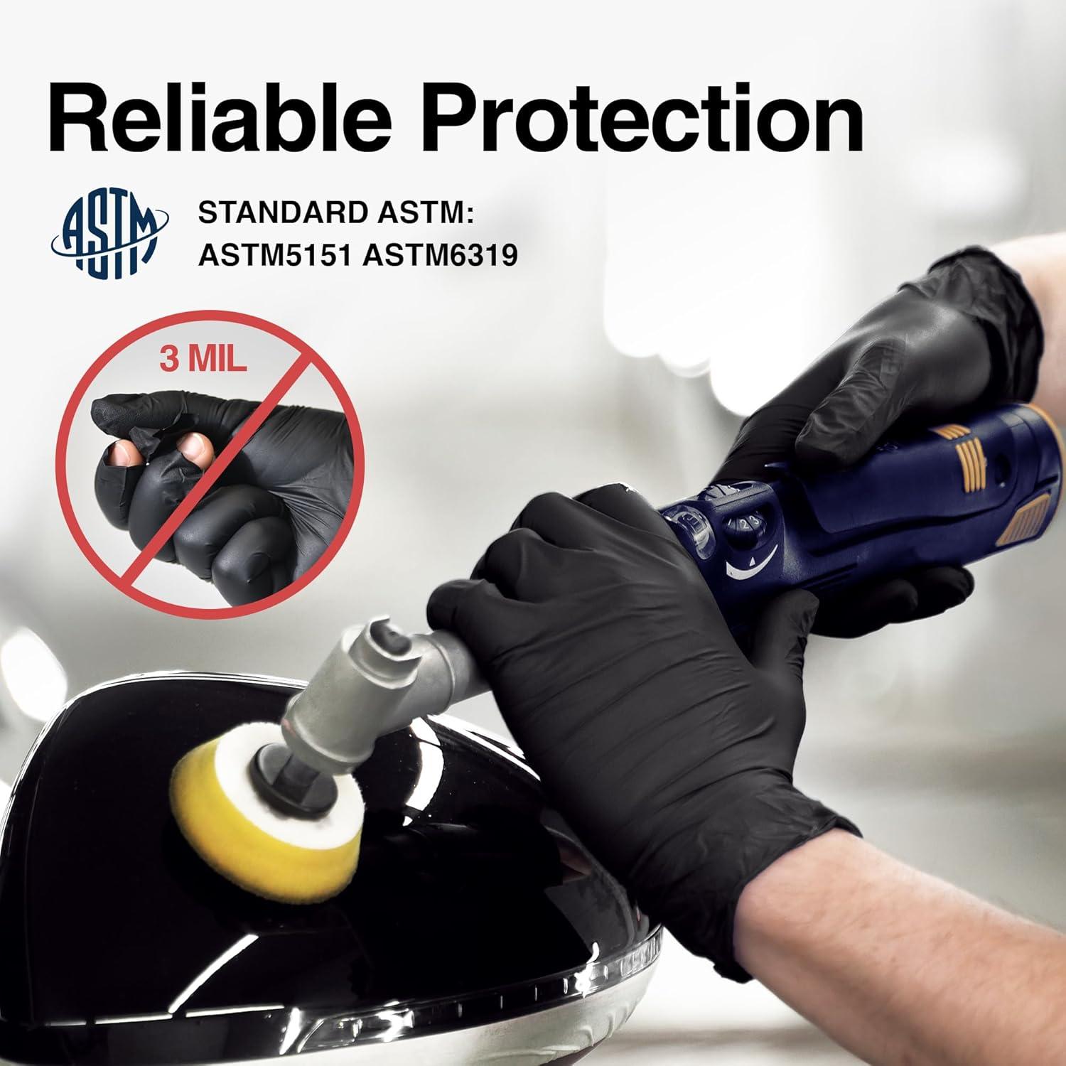 image:imageSchneider Black Nitrile Exam Gloves 5 Mil Disposable Gloves Latex Free amp Powder Free for Medical Cleaning Food Prep100