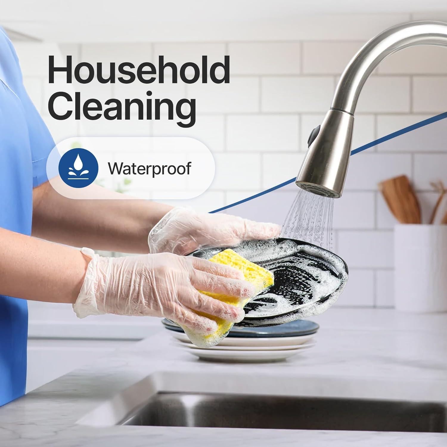 image:imageSchneider Clear Vinyl Exam Gloves LatexFree Disposable Medical Gloves Cleaning Gloves Food Safe PowderFree 4 mil1000