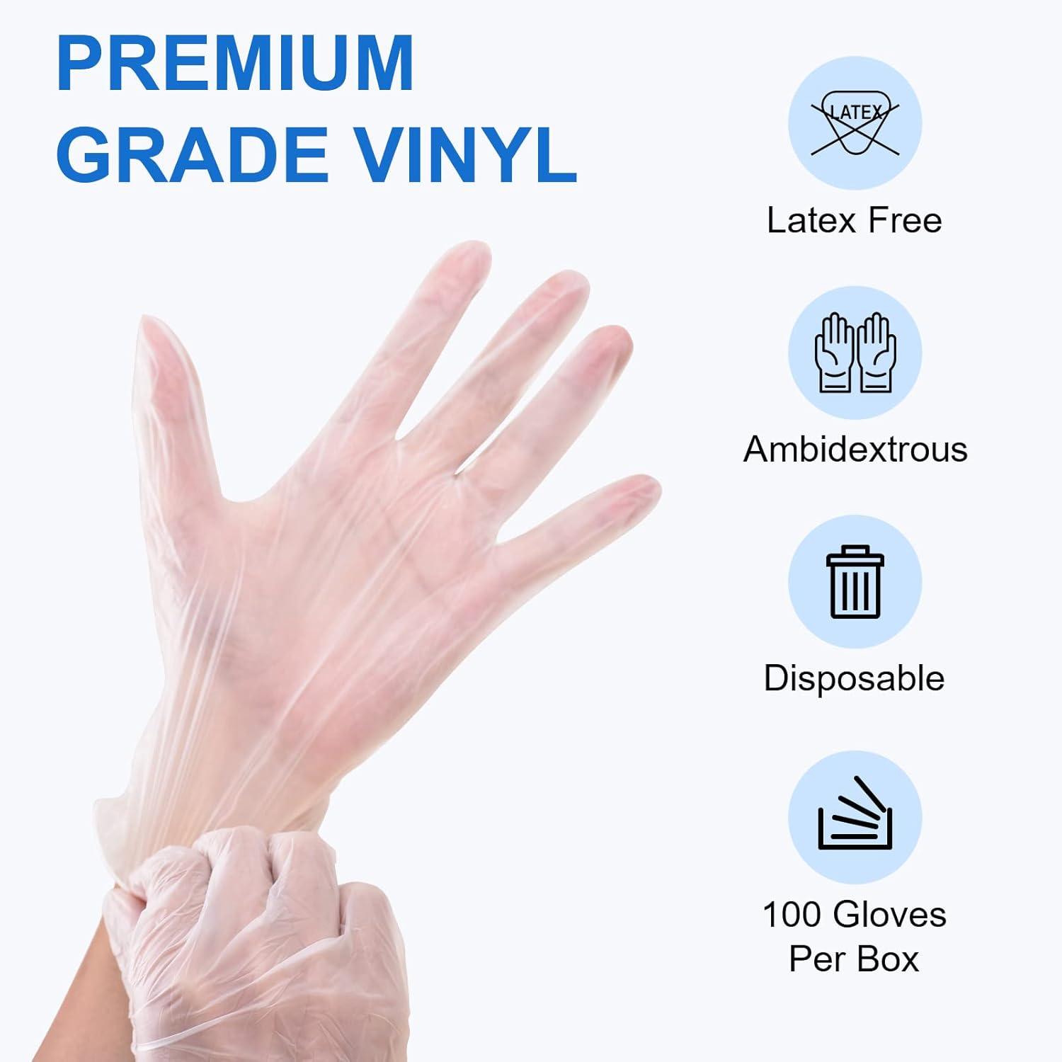 image:imageSchneider Clear Vinyl Exam Gloves LatexFree Disposable Medical Gloves Cleaning Gloves Food Safe PowderFree 4 mil50
