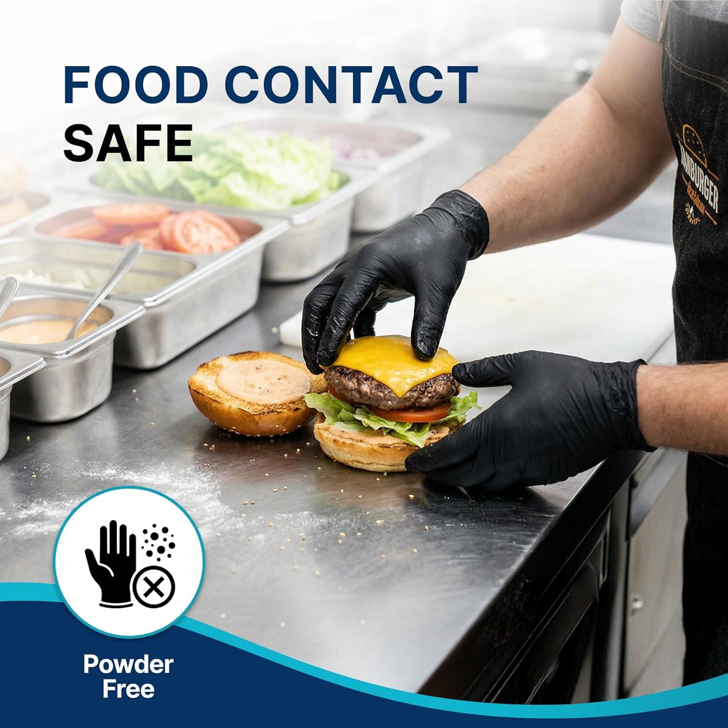 image:imageSchneider Nitrile Exam Gloves 4 Mil Black Gloves Disposable Latex Free Powder Free Food Safe for Cooking Food Prep Clean100 Countbox of 100