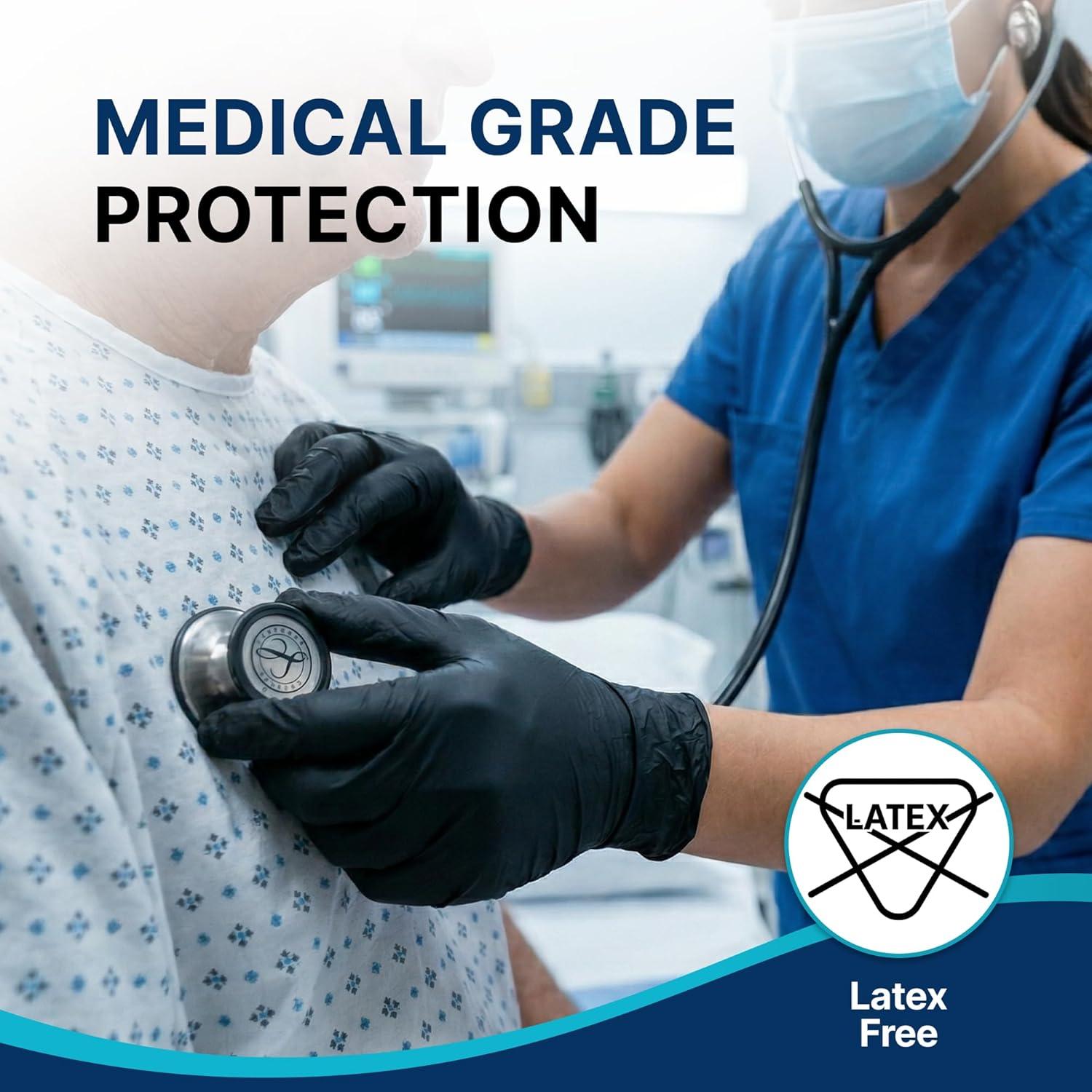 image:imageSchneider Nitrile Exam Gloves 4 Mil Black Gloves Disposable Latex Free Powder Free Food Safe for Cooking Food Prep Clean100 Countbox of 100