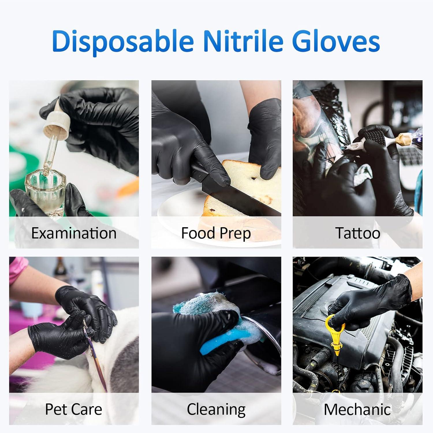 image:imageSchneider Nitrile Exam Gloves 4 Mil Black Gloves Disposable Latex Free Powder Free Food Safe for Cooking Food Prep Clean50 Countbox of 50