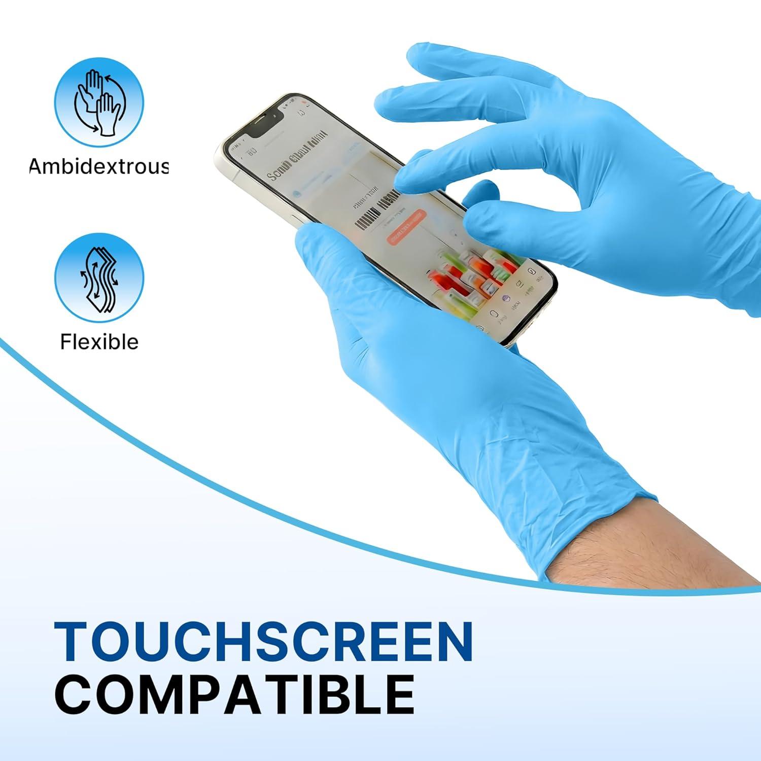 image:imageSchneider Nitrile Exam Gloves 5 Mil Blue LatexFree amp PowderFree Disposable Gloves Textured Grip for Medical Exam Food Handling Cleaning amp Industrial UseBlue 1000