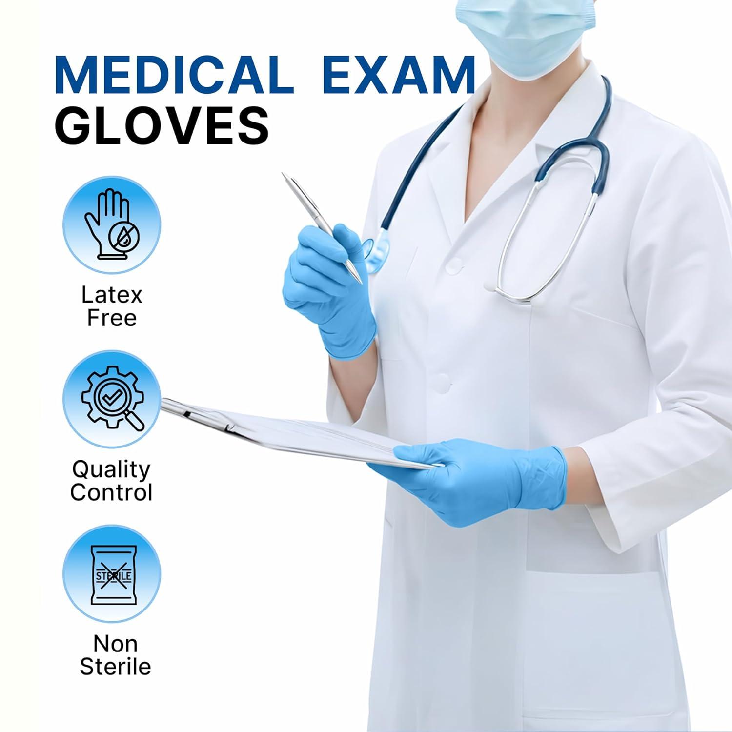image:imageSchneider Nitrile Exam Gloves 5 Mil Blue LatexFree amp PowderFree Disposable Gloves Textured Grip for Medical Exam Food Handling Cleaning amp Industrial UseBlue 50
