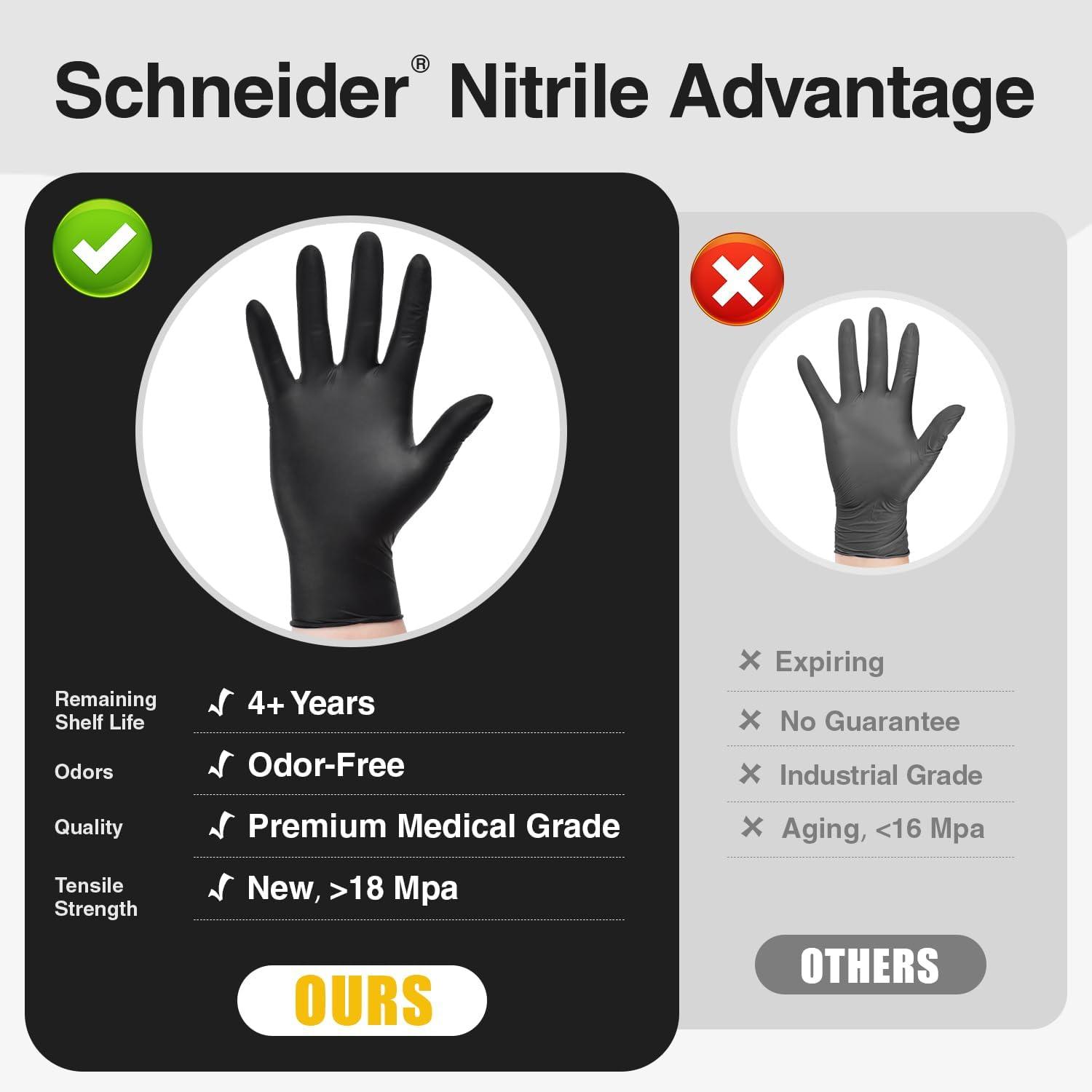 image:imageSchneider Nitrile Exam Gloves Black Latex Free Powder Free Disposable Gloves for Medical Cooking Cleaning and Food Prep200