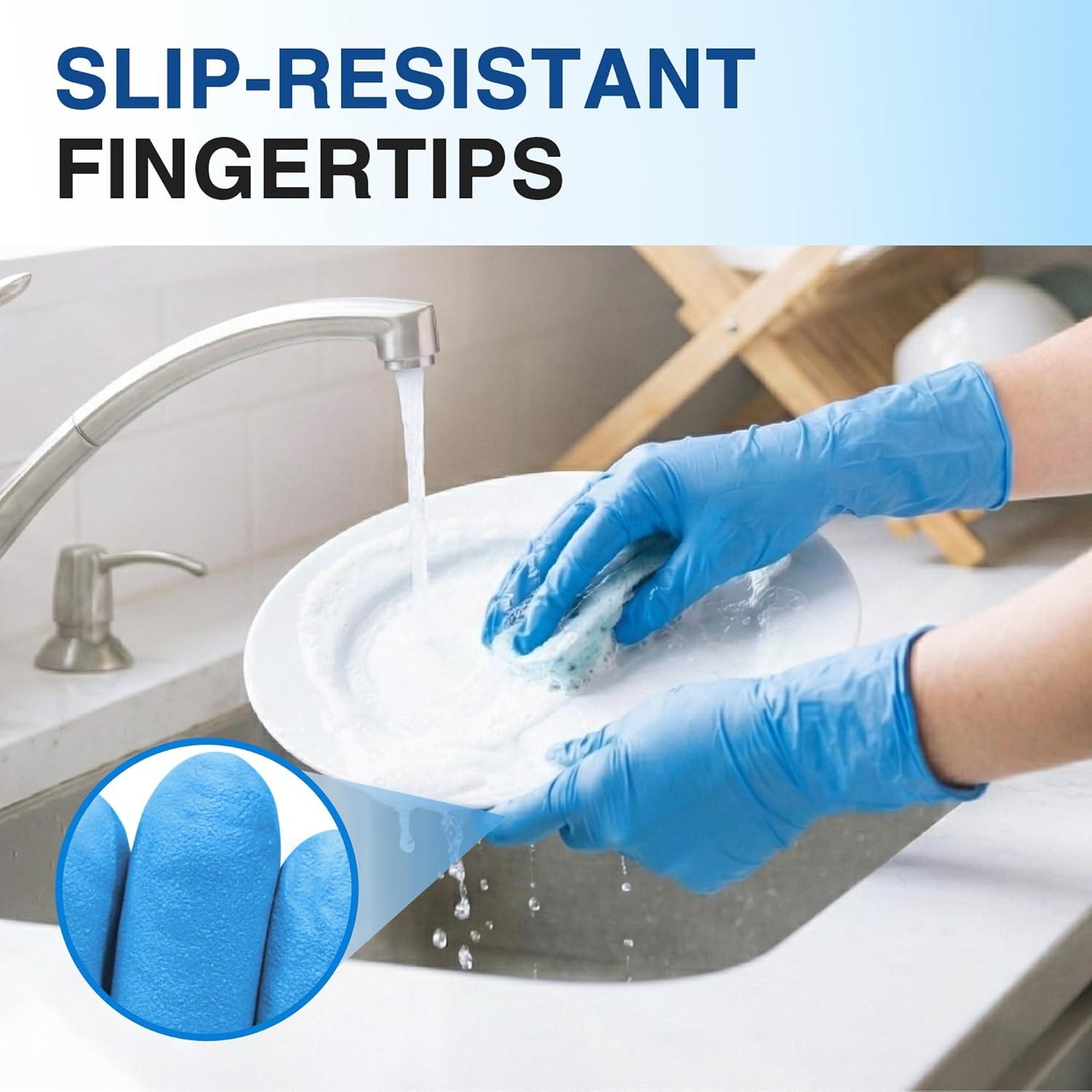 image:imageSchneider Nitrile Exam Gloves Blue Disposable Gloves Latex Free Powder Free for Medical Cooking Cleaning