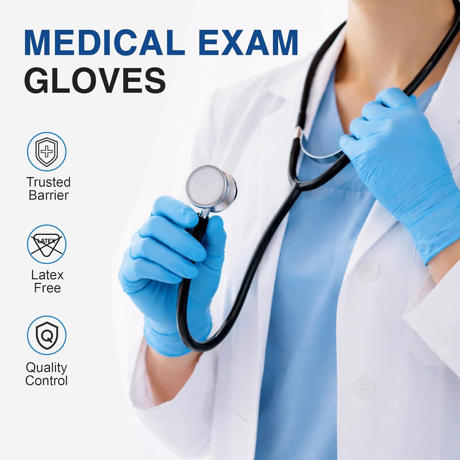 image:imageSchneider Nitrile Exam Gloves Blue Disposable Gloves Latex Free Powder Free for Medical Cooking Cleaning