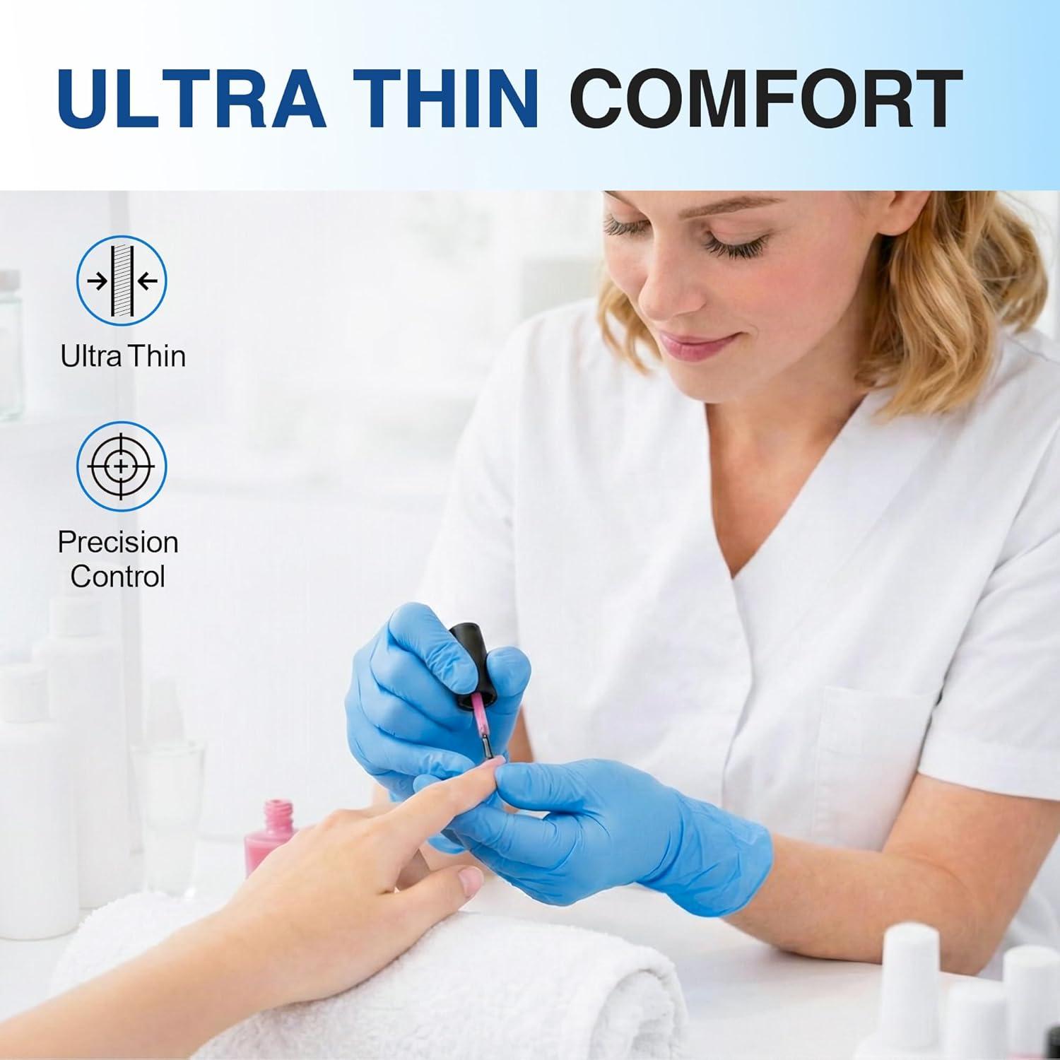 image:imageSchneider Nitrile Exam Gloves Blue Disposable Gloves Latex Free Powder Free for Medical Cooking Cleaning