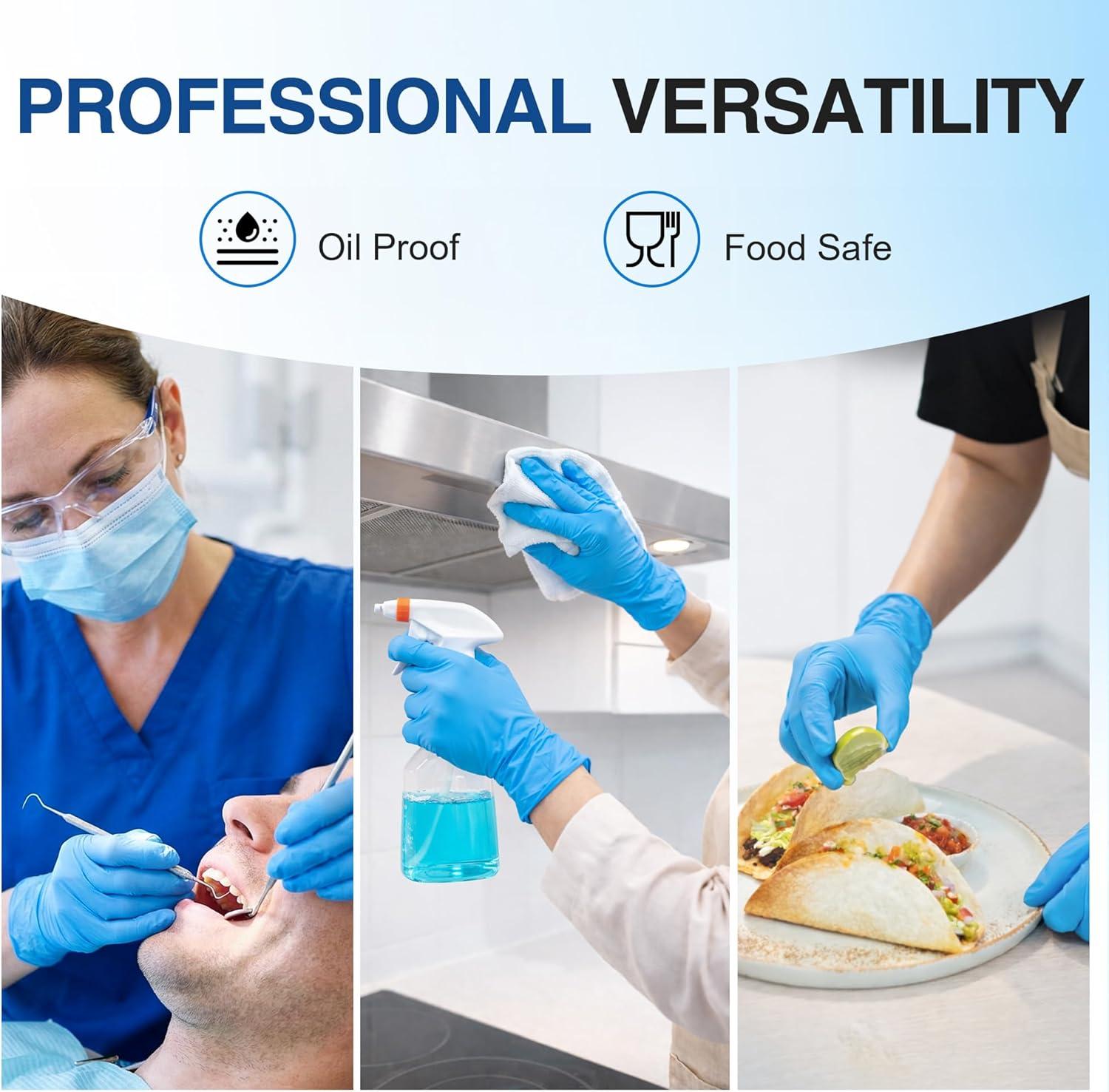 image:imageSchneider Nitrile Exam Gloves Blue Disposable Gloves Latex Free Powder Free for Medical Cooking Cleaning