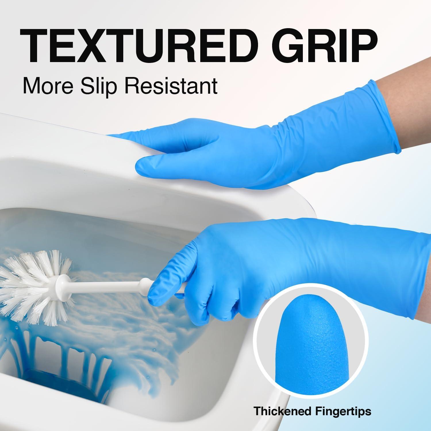 image:imageSchneider Nitrile Exam Gloves Extended 12 Inches Cuff Medium 4 mil 100ct Box Gloves Disposable Latex Free Powder Free for Medical Food Prep Cleaning Cooking Blue1000