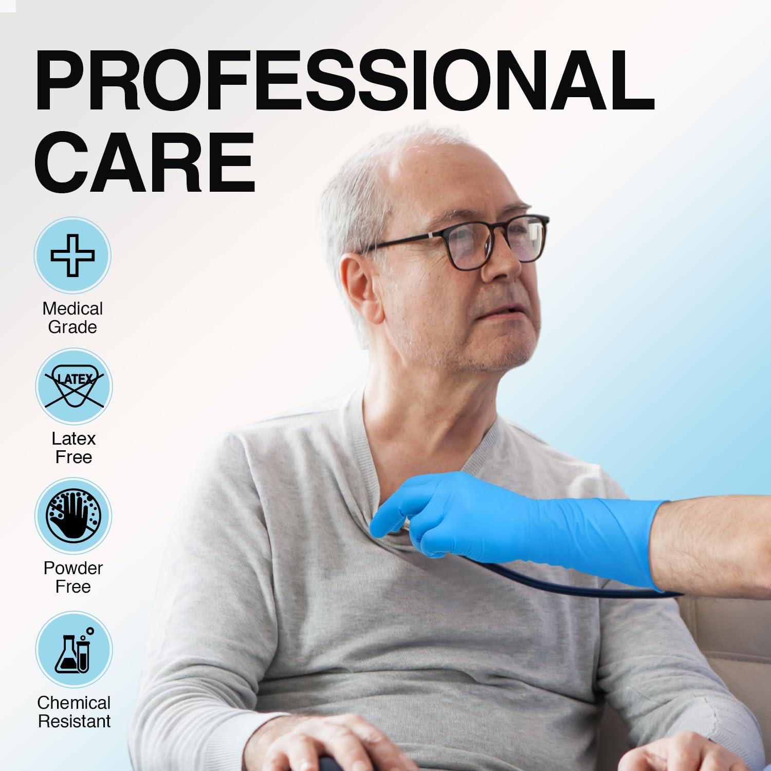 image:imageSchneider Nitrile Exam Gloves Extended 12 Inches Cuff Medium 4 mil 100ct Box Gloves Disposable Latex Free Powder Free for Medical Food Prep Cleaning Cooking Blue100