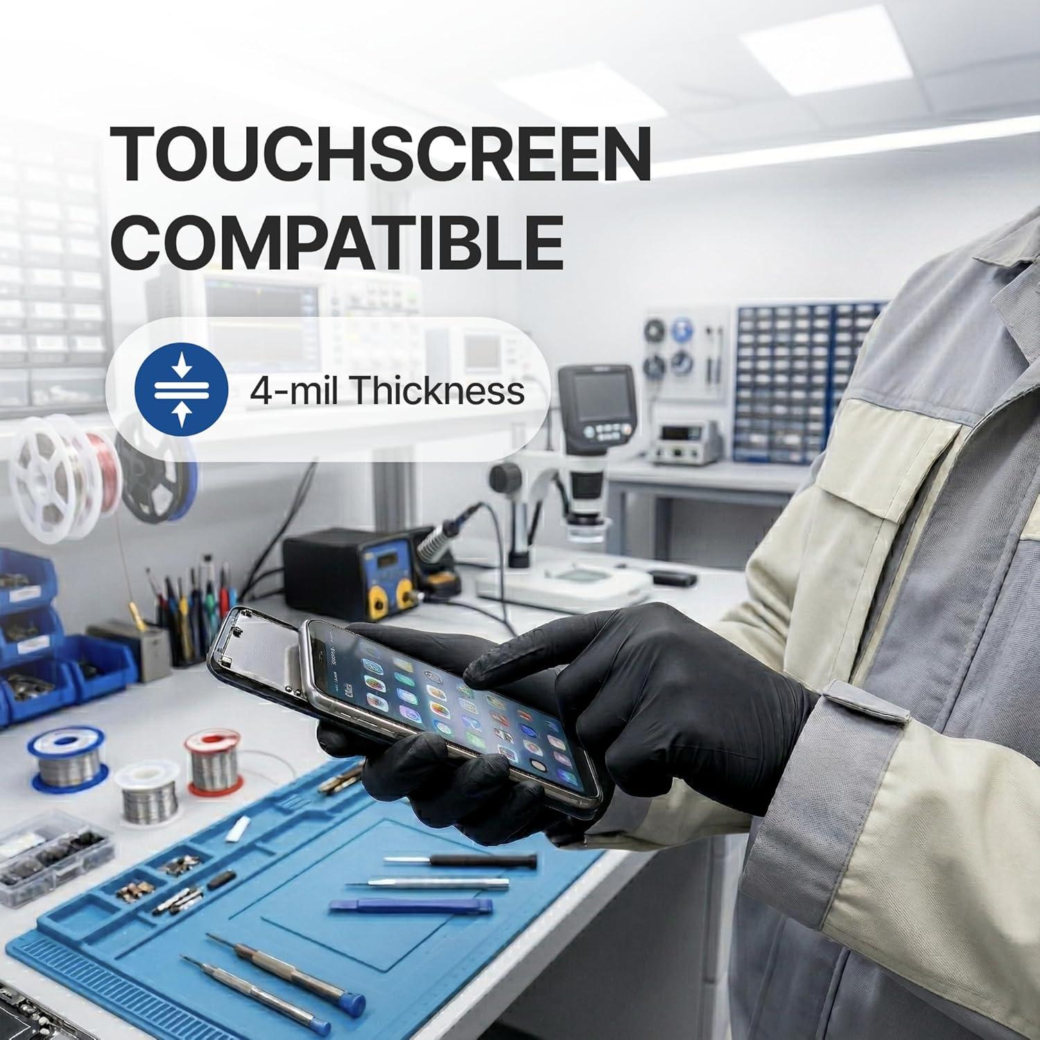image:imageSchneider Vinyl Synthetic Exam Gloves 4 Mil Latex Free Disposable Gloves for Medical Cooking Cleaning and Food Prep02 Blackmedium 100