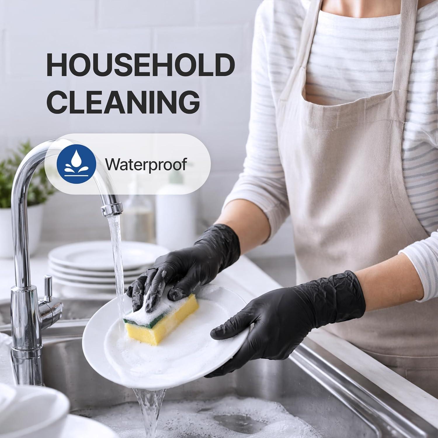 image:imageSchneider Vinyl Synthetic Exam Gloves 4 Mil Latex Free Disposable Gloves for Medical Cooking Cleaning and Food Prep03 Blacklarge 100