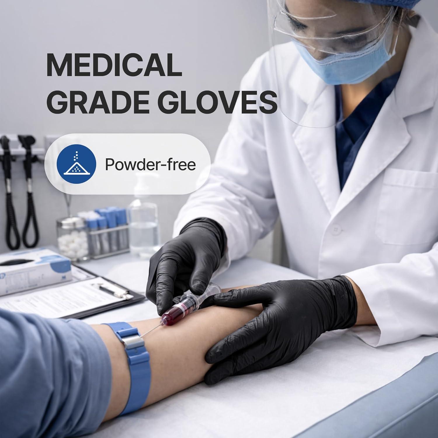image:imageSchneider Vinyl Synthetic Exam Gloves 4 Mil Latex Free Disposable Gloves for Medical Cooking Cleaning and Food Prep03 Blacklarge 100