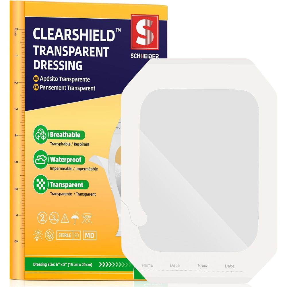 image:image50 Pack Transparent Film Dressing 4 x 475 Waterproof Bandages Breathable Hypoallergenic Adhesive Patch for Post Surgical Shower IV Shield Tattoo Aftercare6 x 8