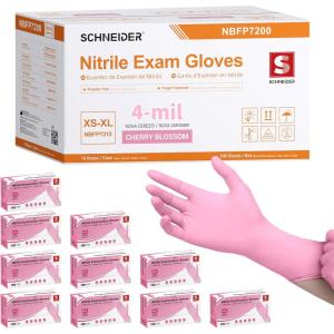 Schneider Nitrile Exam Gloves, 4-mil Medical Gloves Disposable Latex Free, Powder Free, Food Safe Glove for Examination(1000)