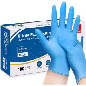 Schneider Nitrile Exam Gloves, Blue, 4 mil, Powder-Free, Latex-Free, for Medical Exam, Cleaning and Food Prep, Non-Sterile(100)
