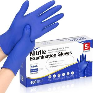 Schneider Nitrile Exam Gloves, Dark Blue, Disposable Gloves, Latex-Free, Powder-Free, Food Safe for, Cooking, Household Use(02 Dark Blue (Medium 100ct))