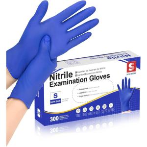 Schneider Nitrile Exam Gloves, Dark Blue, Disposable Gloves, Latex-Free, Powder-Free, Food Safe for, Cooking, Household Use(05 Dark Blue (Small 300ct))
