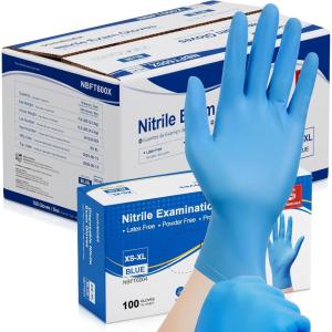 Schneider Nitrile Exam Gloves, Medical Grade Blue Disposable Gloves Latex Free, Rubber Glove for Cleaning, Cooking, Food Prep(1000)