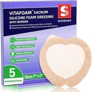 VitaFoam Silicone Foam Dressing 3″ x 3″ with Border, High Absorbency Wound Bandage, Gentle Adhesion, Soft Breathable Silicone Bandages for Wound Care, Pack of 10(7″ x 7″)