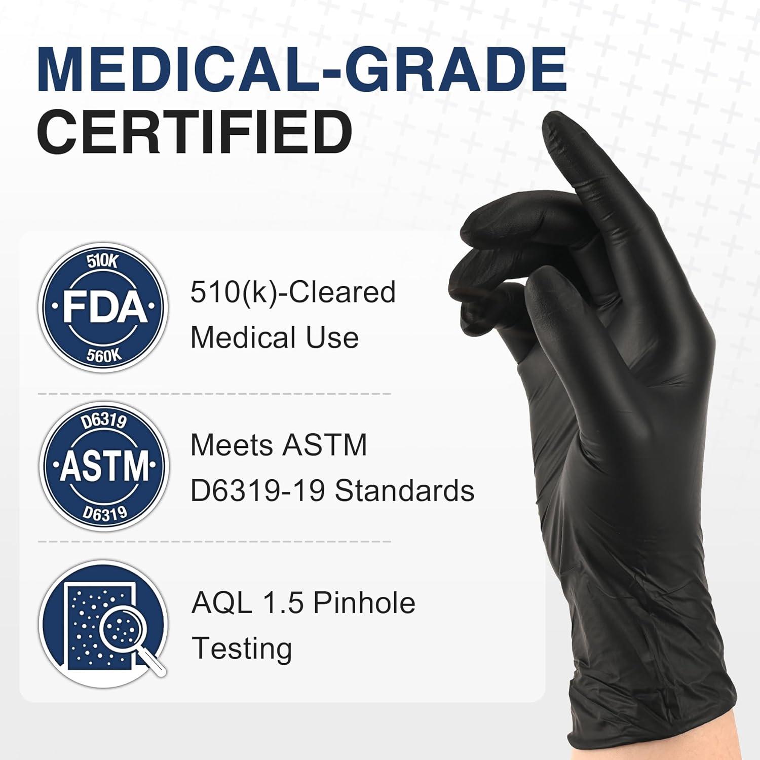 image:imageSchneider Black Nitrile Gloves Powder Free Disposable Gloves Latex Free for Medical Exam Food Prep amp CleaningBlackxlarge 300