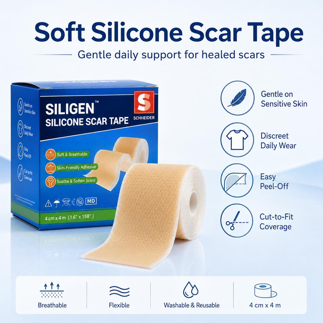 image:imageSilicone Scar Tape 16 x 79 Roll2M Medical Grade Silicone Scar Sheets for CSection Surgery Burns Acne Tummy Tuck and Keloid Care PreCut Reusable4M