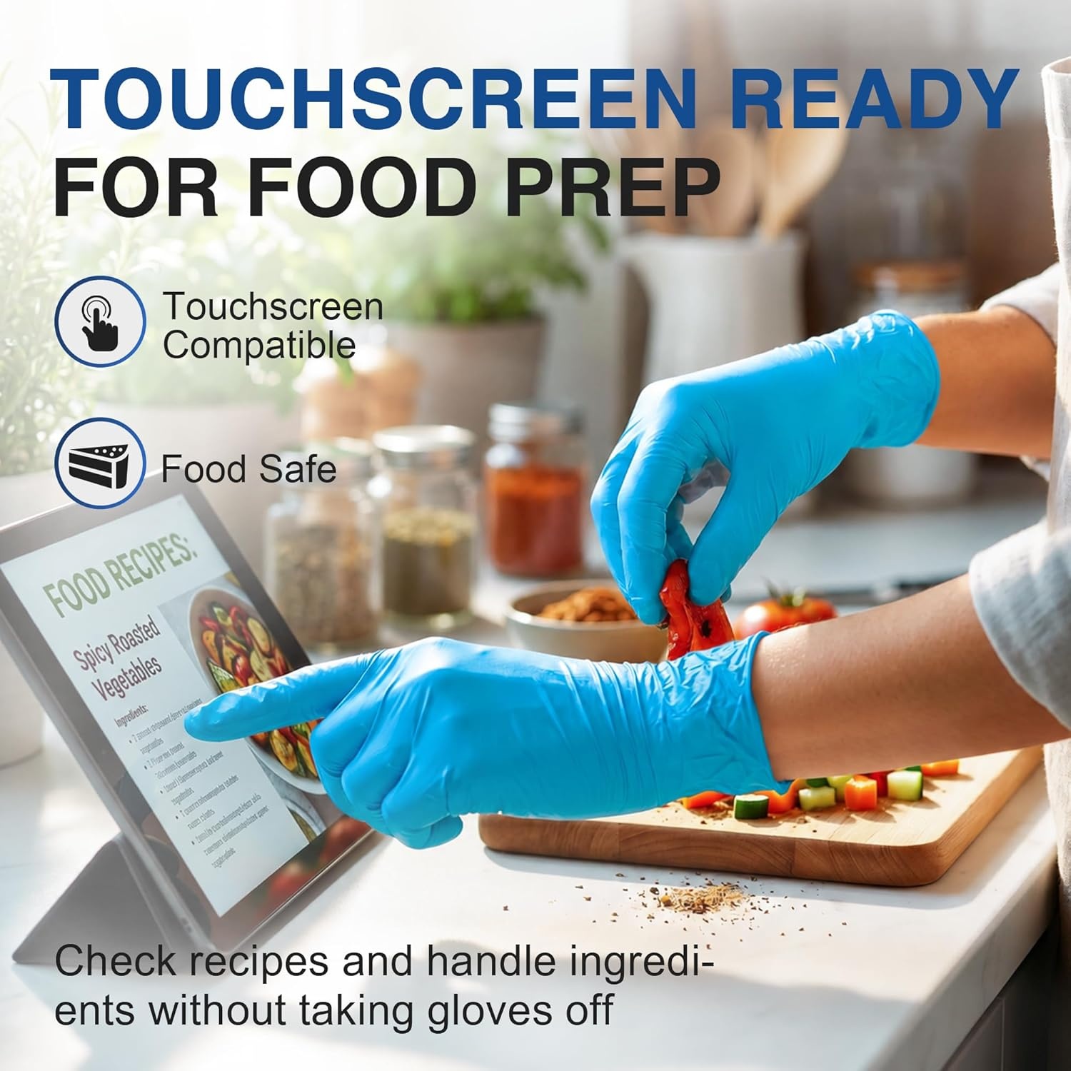 image:imageSchneider Nitrile Exam Gloves Blue Disposable Gloves Latex Free Powder Free for Medical Cooking Cleaning100