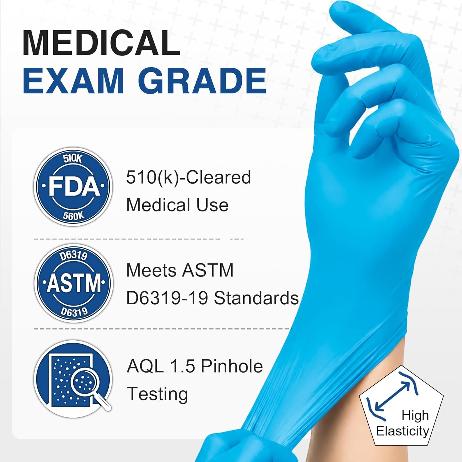 image:imageSchneider Nitrile Exam Gloves Blue Disposable Gloves Latex Free Powder Free for Medical Cooking Cleaning100
