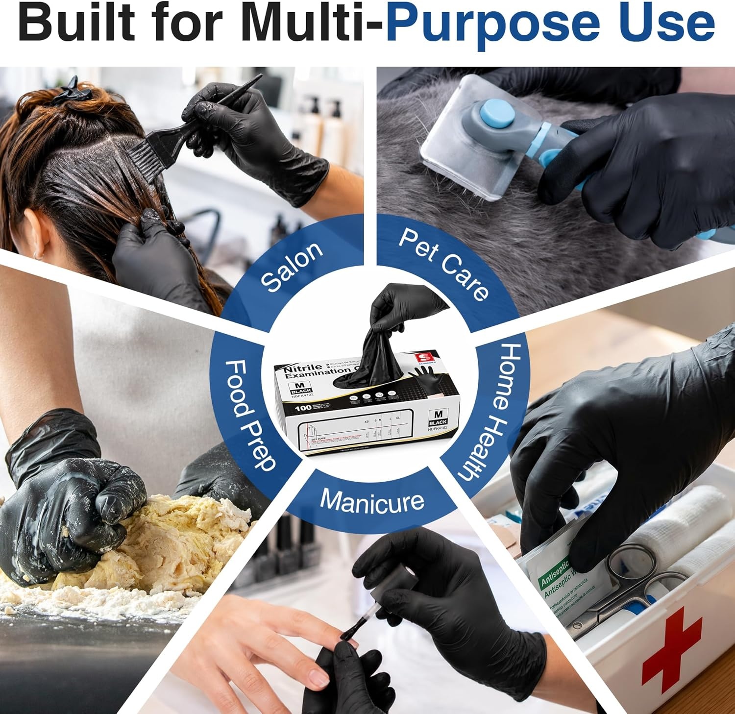 image:imageSchneider Medical Black Nitrile Exam Gloves 5 Mil LatexFree amp PowderFree Disposable Gloves for Cooking100