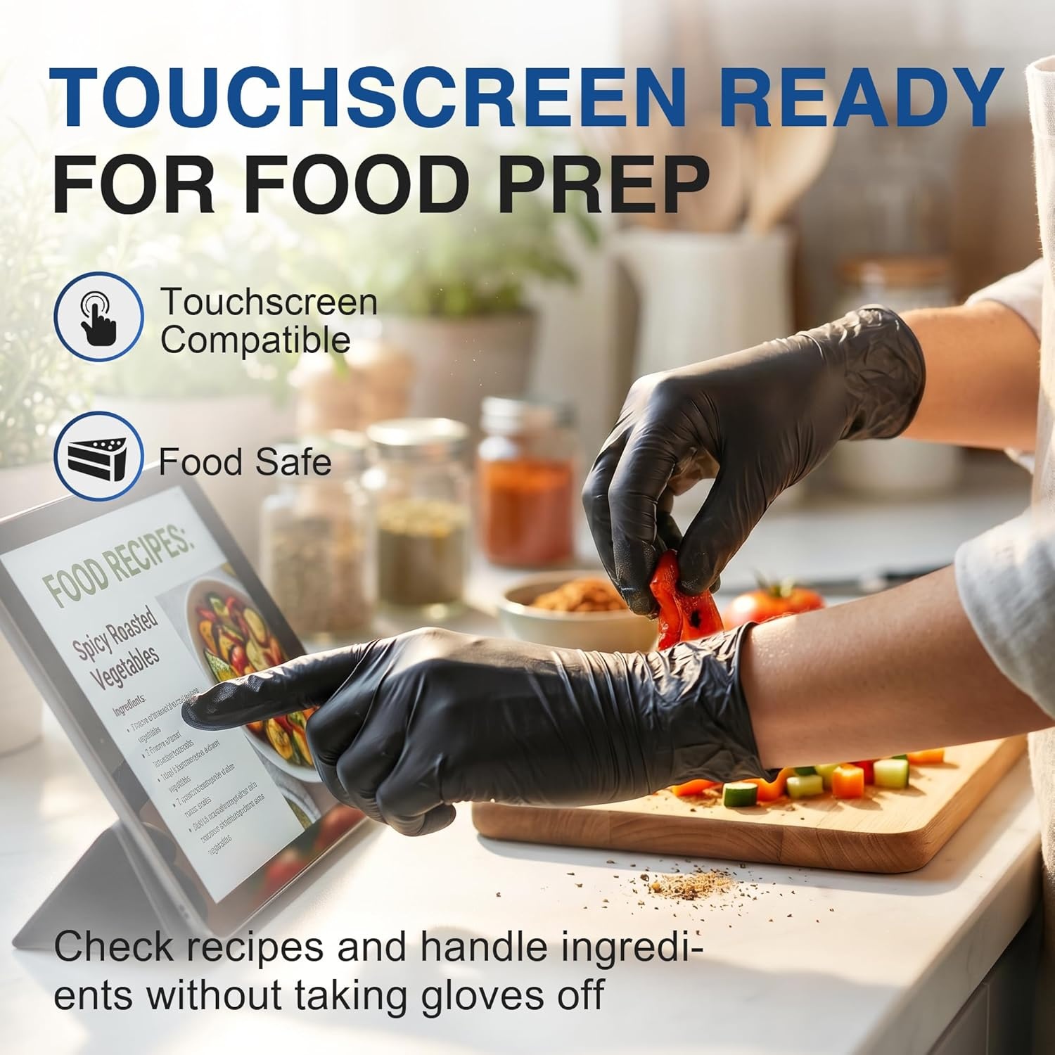 image:imageSchneider Medical Black Nitrile Exam Gloves 5 Mil LatexFree amp PowderFree Disposable Gloves for Cooking1000