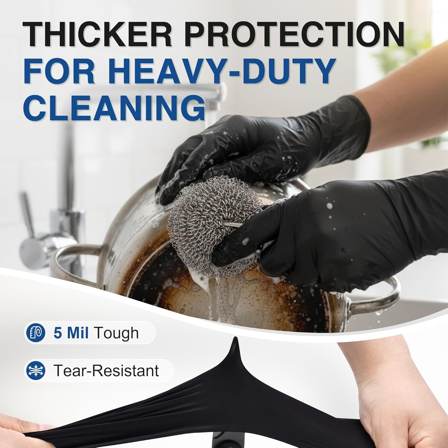 image:imageSchneider Medical Black Nitrile Exam Gloves 5 Mil LatexFree amp PowderFree Disposable Gloves for Cooking50