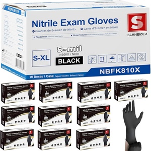 Schneider Medical Black Nitrile Exam Gloves, 5 Mil Latex-Free & Powder-Free Disposable Gloves for Cooking(1000)