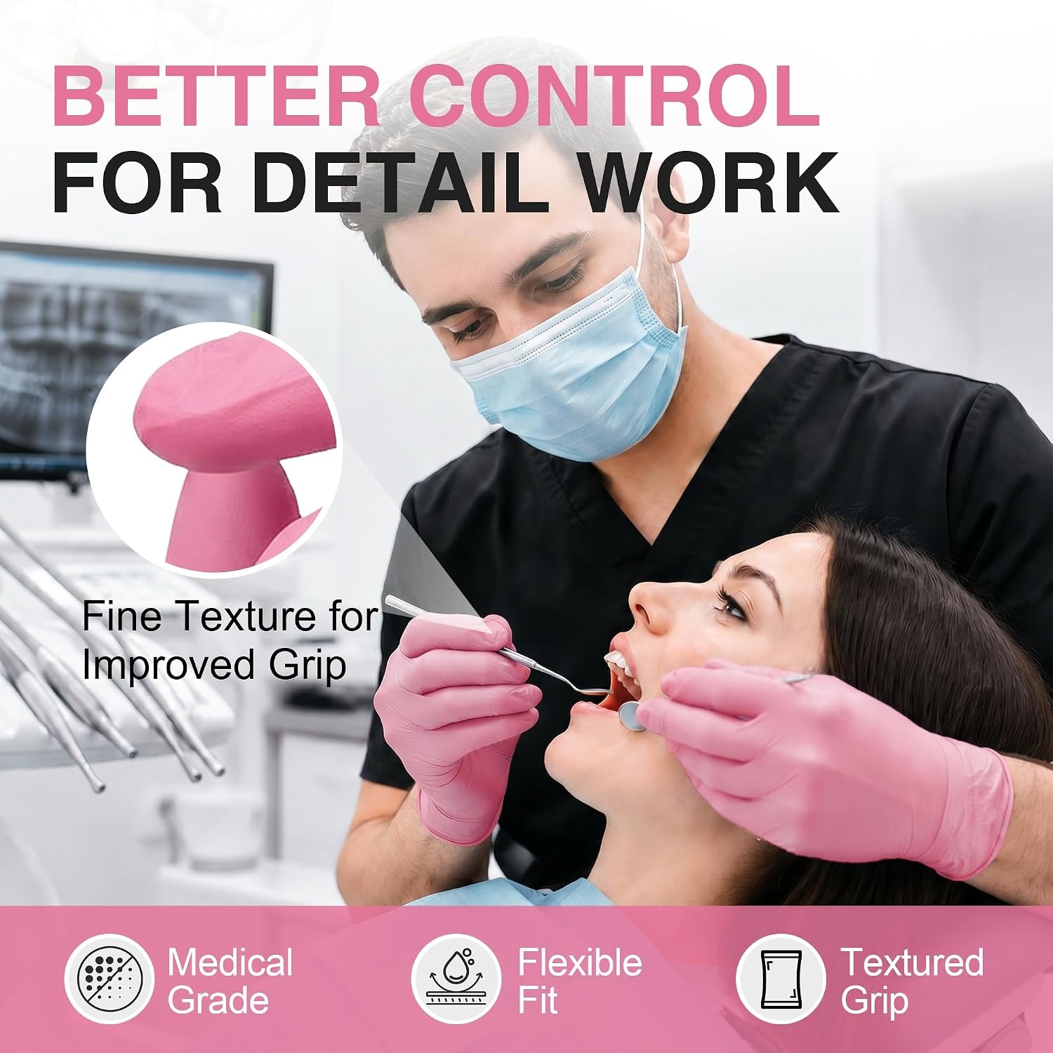 image:imageSchneider Medical Nitrile Exam Gloves 4mil Medical Gloves Disposable Latex Free Powder Free Food Safe Glove1000