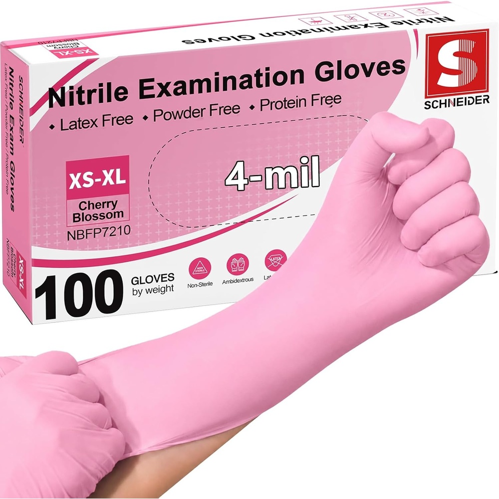 image:imageSchneider Medical Nitrile Exam Gloves 4mil Medical Gloves Disposable Latex Free Powder Free Food Safe Glove100