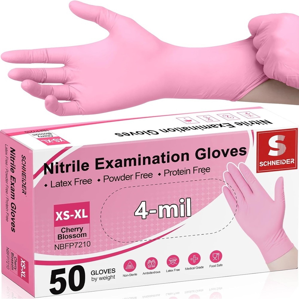 image:imageSchneider Medical Nitrile Exam Gloves 4mil Medical Gloves Disposable Latex Free Powder Free Food Safe Glove50