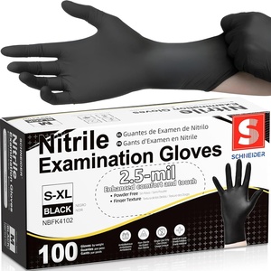 Schneider Medical Black Nitrile Gloves, Powder Free, Disposable Gloves Latex Free for Medical Exam, Food Prep & Cleaning(02 Black(medium 100))